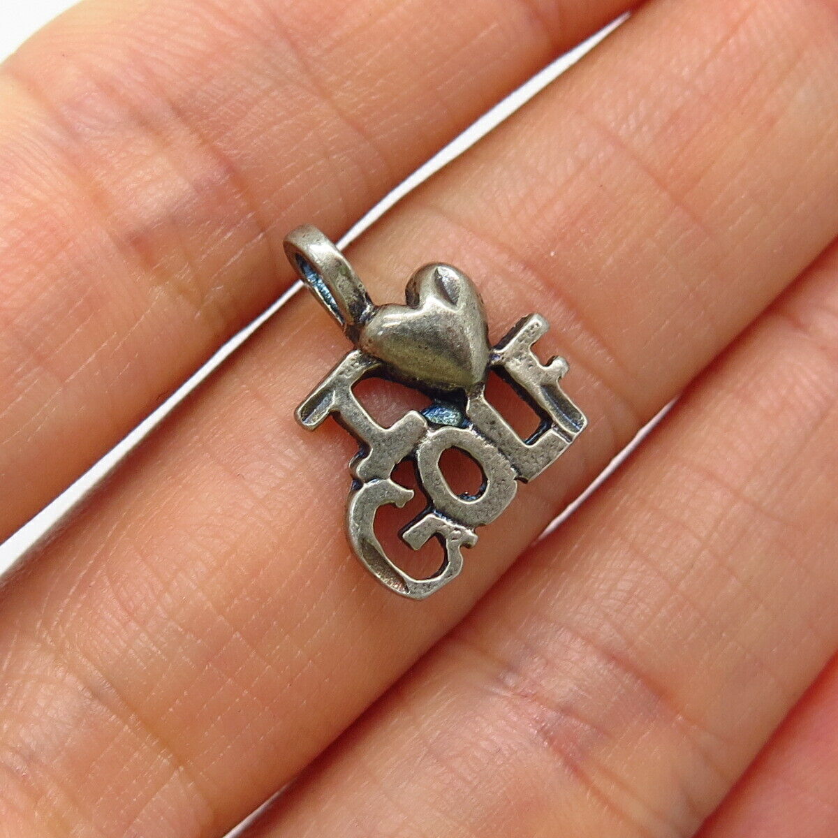 925 Sterling Silver Vintage "I Love Golf" Pendant