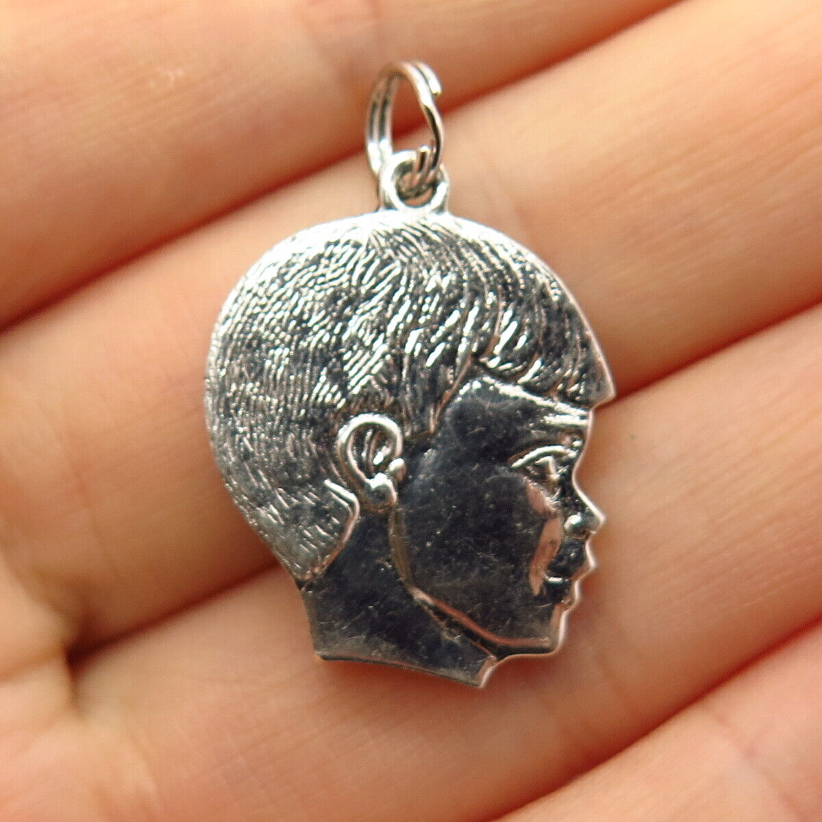 925 Sterling Silver Vintage Boy Profile Face Design Pendant