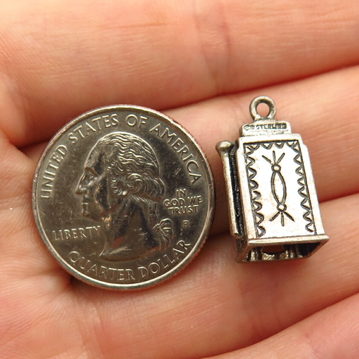 925 Sterling Silver Vintage Slot Machine For Good Luck Charm Pendant