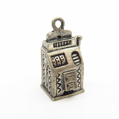 925 Sterling Silver Vintage Slot Machine For Good Luck Charm Pendant