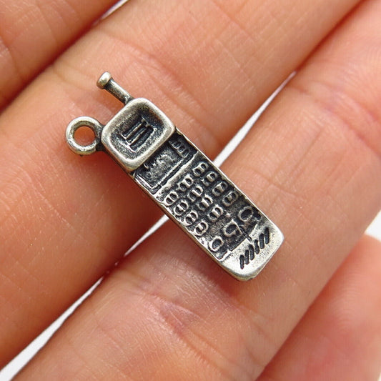 925 Sterling Silver Retro Mobile Phone / Cell Phone Design Charm Pendant