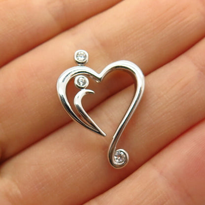 925 Sterling Silver C Z Open Heart Design Slide Pendant