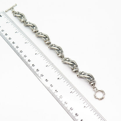 925 Sterling Silver Crossover Horseshoe For Good Luck Link Bracelet 6 1/4"