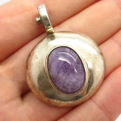 925 Sterling Silver J. Esposito Real Amethyst Gem Snap-On Pendant