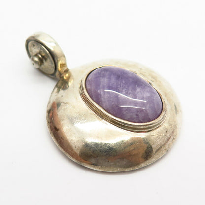 925 Sterling Silver J. Esposito Real Amethyst Gem Snap-On Pendant