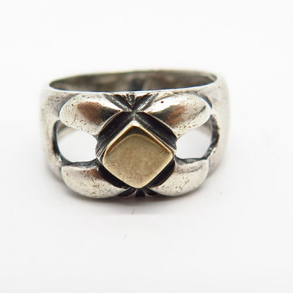 925 Sterling Silver 2-Tone Cutout Design Ring Size 7 1/4