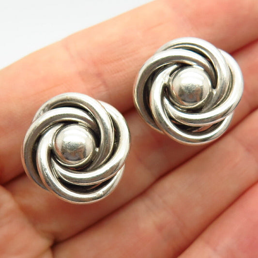 925 Sterling Silver Vintage Knot Design Screw Back Earrings