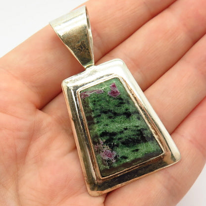 925 Sterling Silver Jay King Desert Rose Real Ruby-Zoisite Gem Slide Pendant