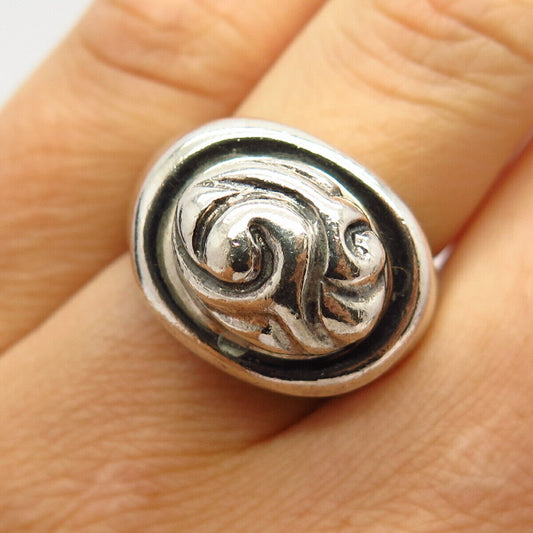 925 Sterling Silver Vintage Zina Ornate Design Signet Ring Size 5 3/4