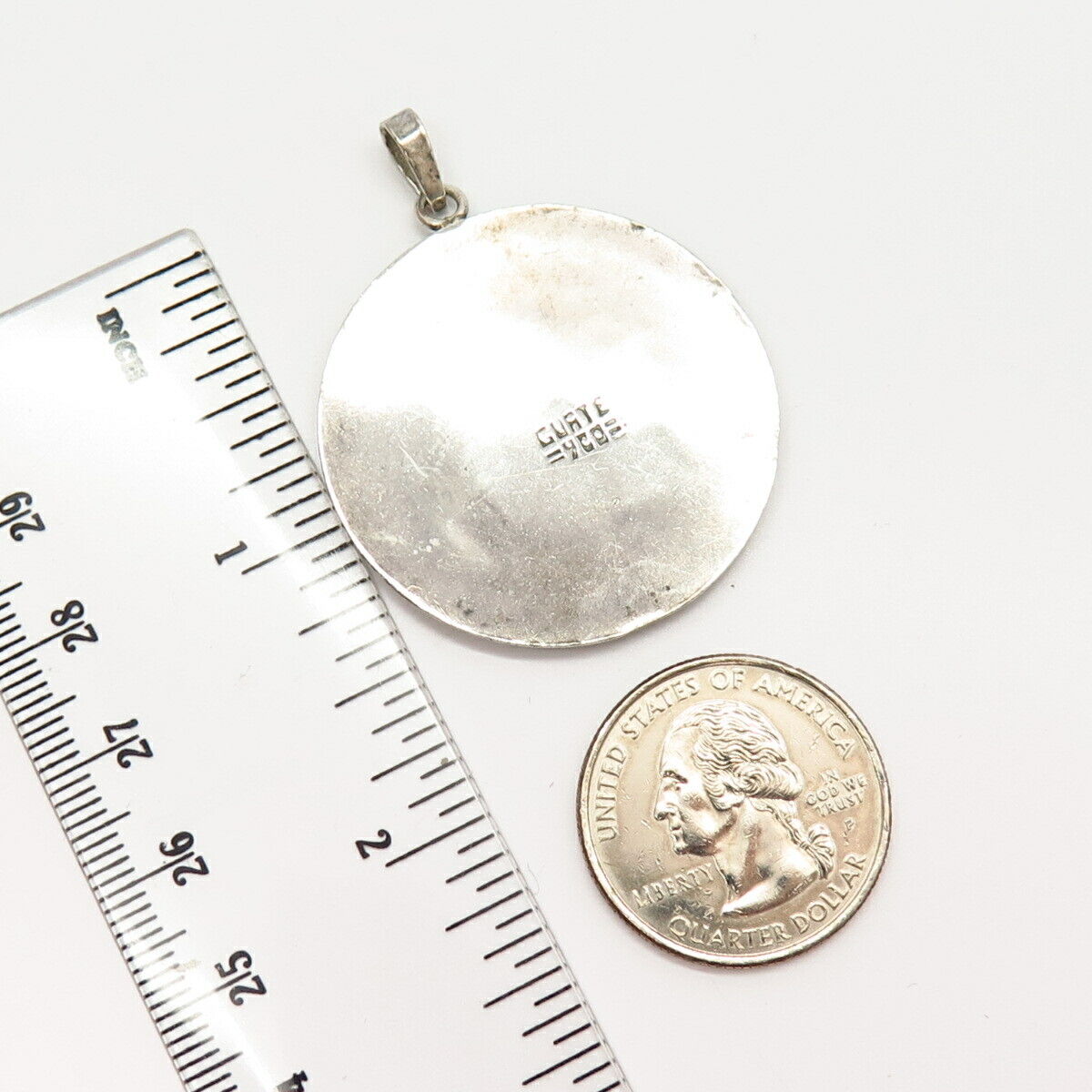 900 Silver Vintage Tribal Design Round Pendant