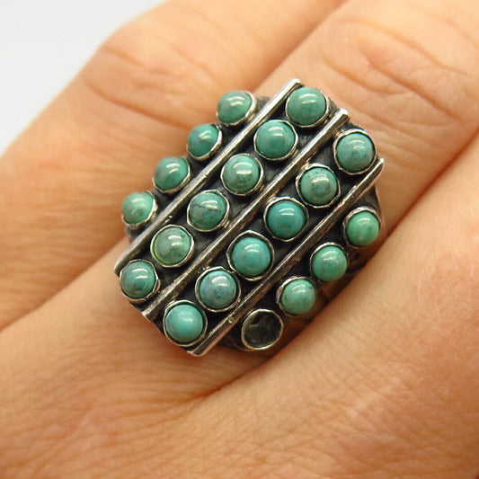 925 Sterling Silver Jay King Desert Rose Turquoise Gem Wide Ring Size 7 3/4