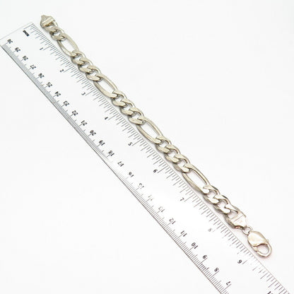 925 Sterling Silver Italy Figaro Link Bracelet 8.5"