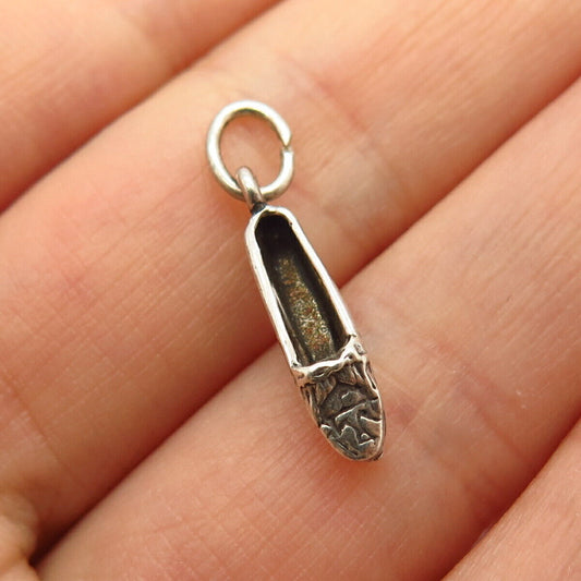 925 Sterling Silver Vintage Shoe Design Small Charm Pendant