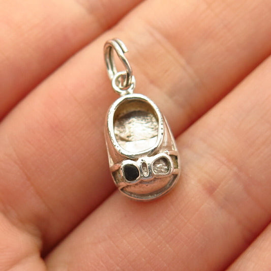 925 Sterling Silver Enamel Baby Shoe / Boot Design Pendant