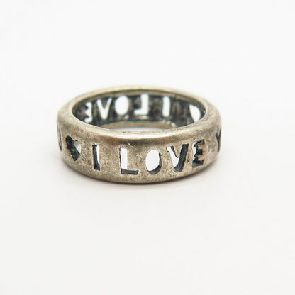 925 Sterling Silver "I Love You" Cutout Design Band Ring Size 5.5