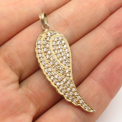 925 Sterling Silver 2-Tone C Z Wing Design Pendant