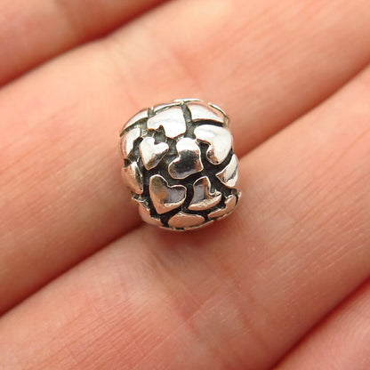 925 Sterling Silver Pandora Pebble Heart Design Bead Charm