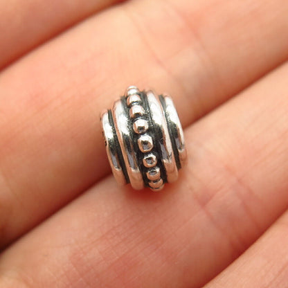 925 Sterling Silver Pandora Ribbed Granulated Design Bead Charm