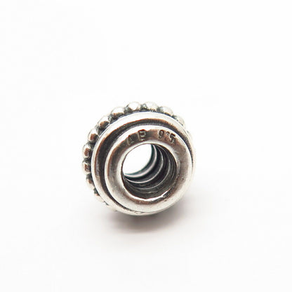 925 Sterling Silver Pandora Ribbed Granulated Design Bead Charm