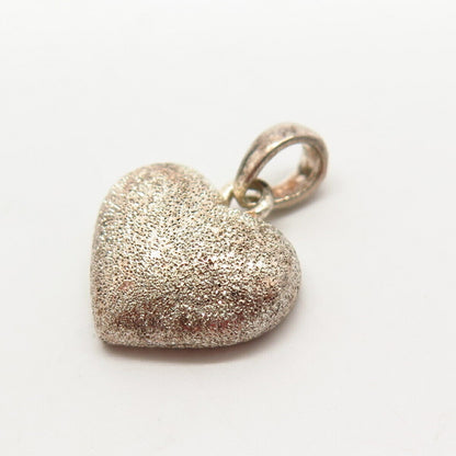 925 Sterling Silver Textured Heart Design Pendant