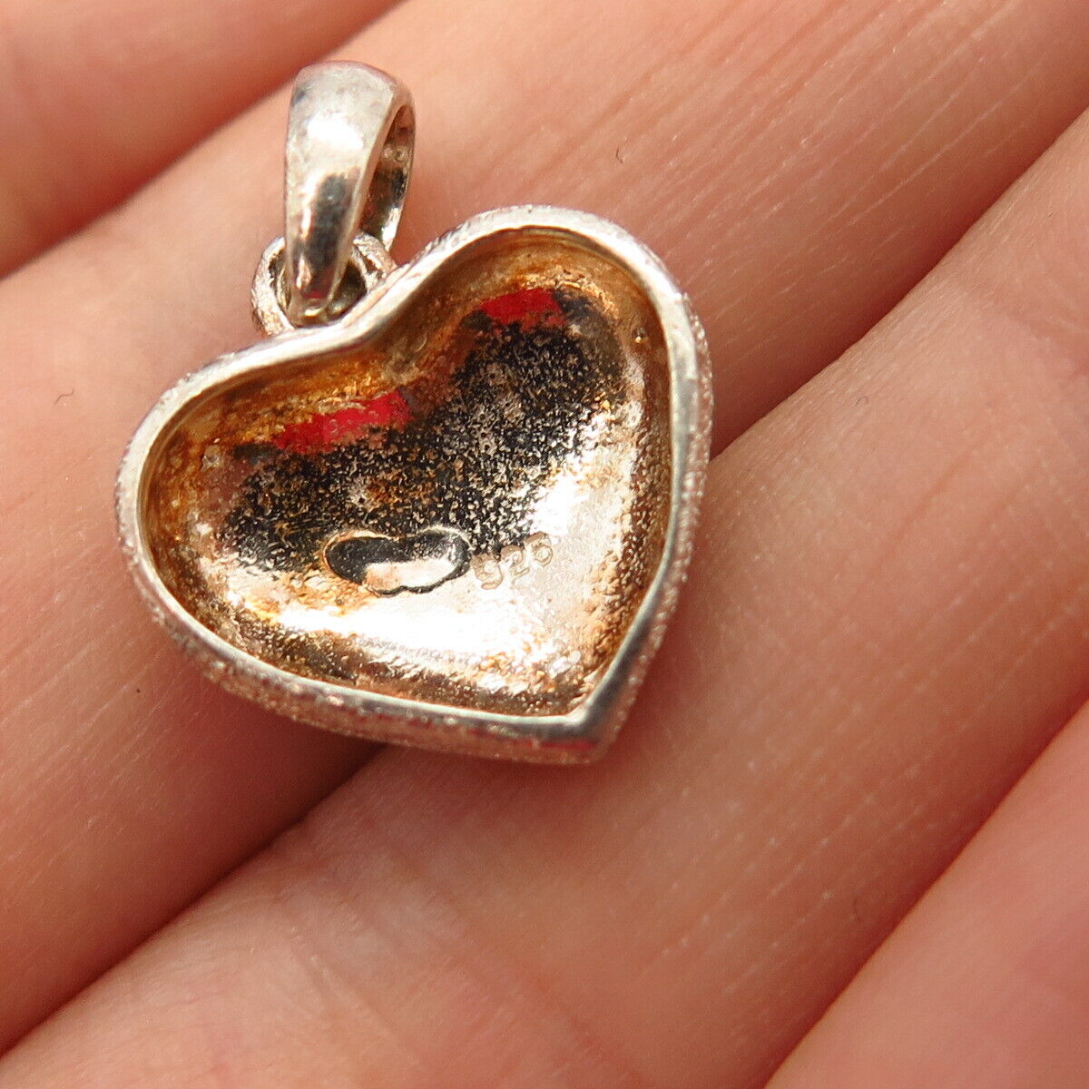 925 Sterling Silver Textured Heart Design Pendant