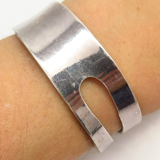 925 Sterling Silver Modernist Design Cuff Bracelet 6 1/4"