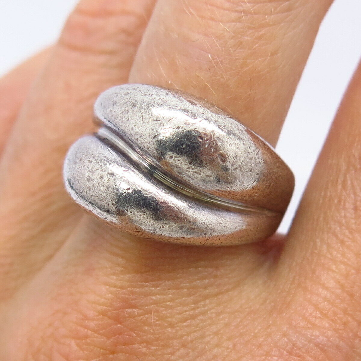 925 Sterling Silver Vintage J. Esposito Modernist Design Ring Size 8 3/4