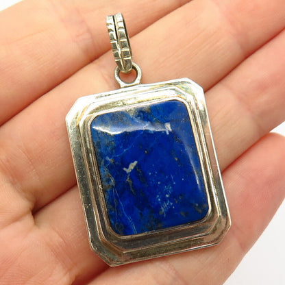 925 Sterling Silver Real Lapis Lazuli Gemstone Pendant