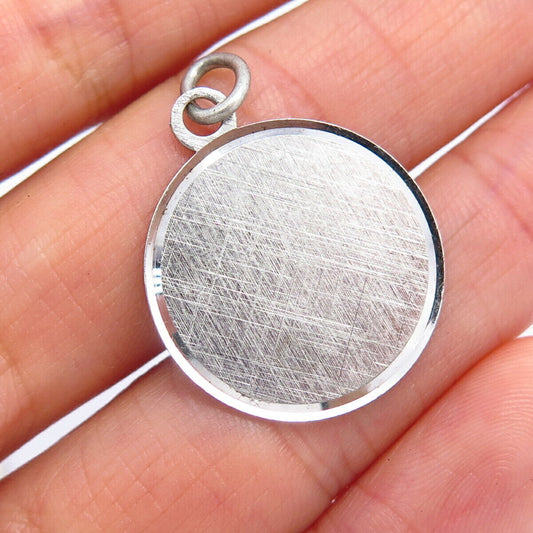 925 Sterling Silver Vintage Old Stock Lamode Satin Finish Round Tag Pendant