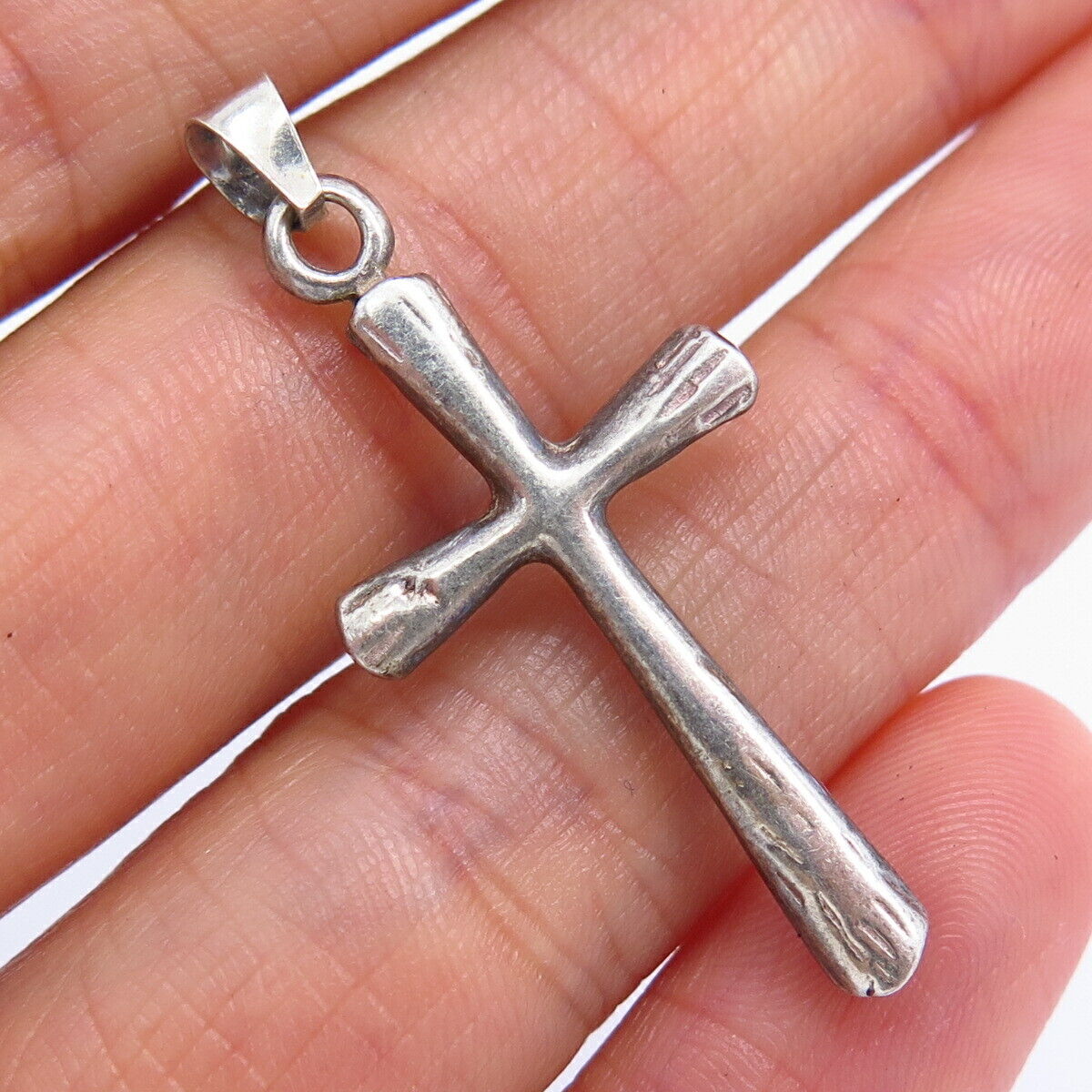 925 Sterling Silver Carved Cross Pendant