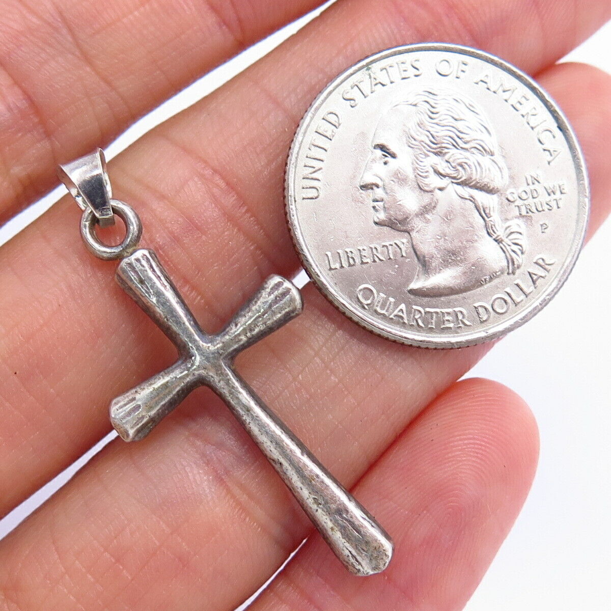 925 Sterling Silver Carved Cross Pendant