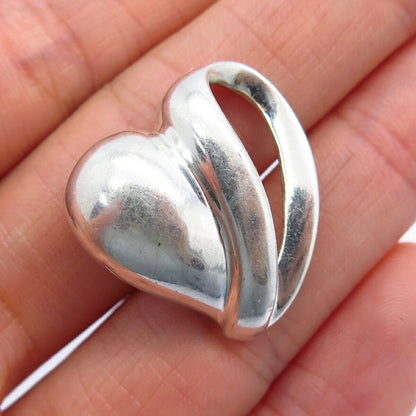 925 Sterling Silver Domed Heart Design Slide Pendant