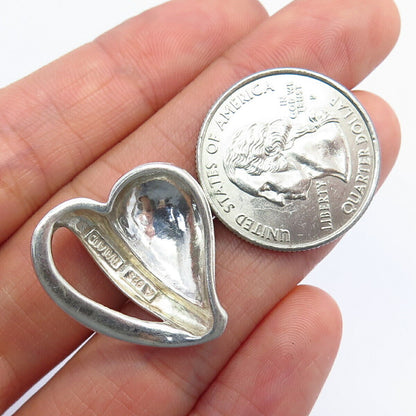 925 Sterling Silver Domed Heart Design Slide Pendant