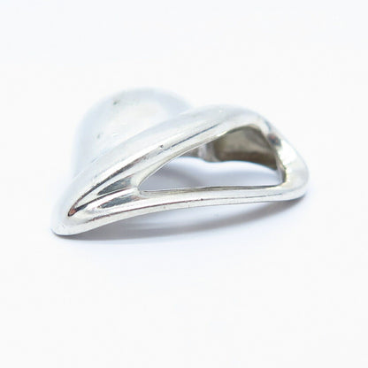 925 Sterling Silver Domed Heart Design Slide Pendant