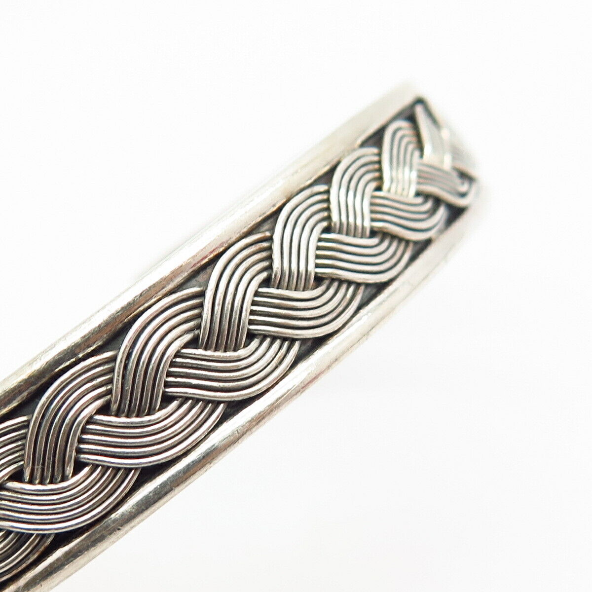 925 Sterling Silver Woven Design Cuff Bracelet 7 1/4"