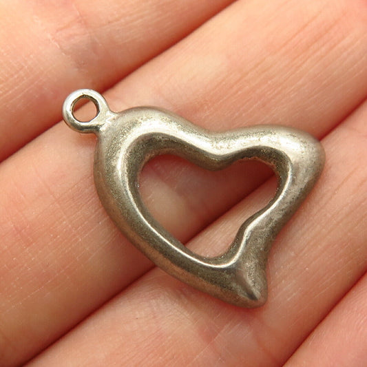 925 Sterling Silver Abstract Open Heart Charm Pendant