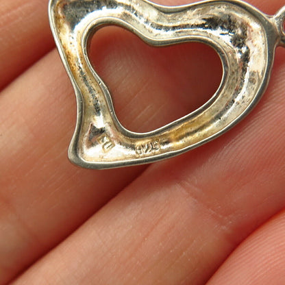 925 Sterling Silver Abstract Open Heart Charm Pendant