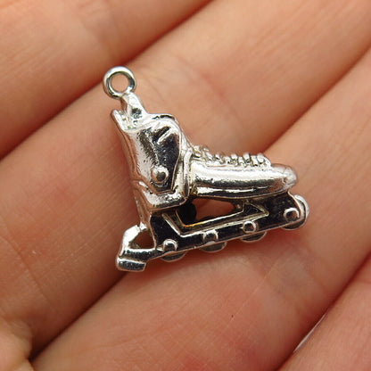 925 Sterling Silver Vintage Roller Skate Design Charm Pendant