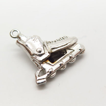 925 Sterling Silver Vintage Roller Skate Design Charm Pendant