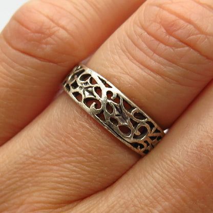 925 Sterling Silver Ornate Design Ring Size 6 3/4