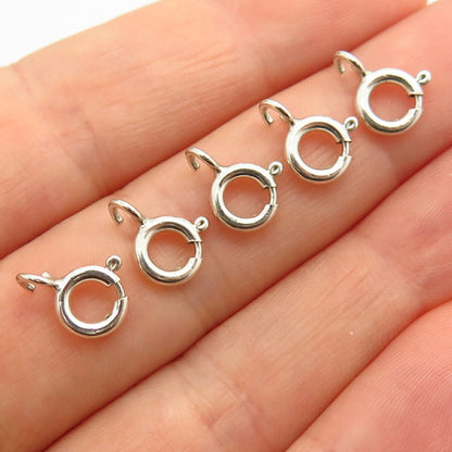 925 Sterling Silver Bracelet Set of 5 Spring Ring Clasp Locks