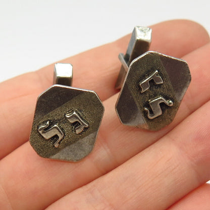 925 Sterling Silver Vintage Hebrew Writings Cufflinks