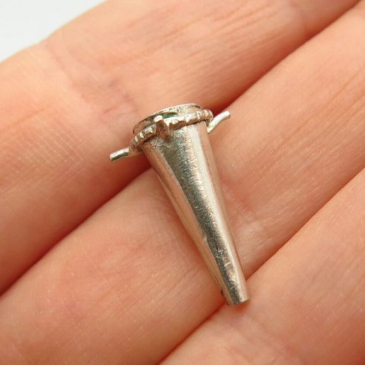 925 Sterling Silver Cone Design Charm Pendant