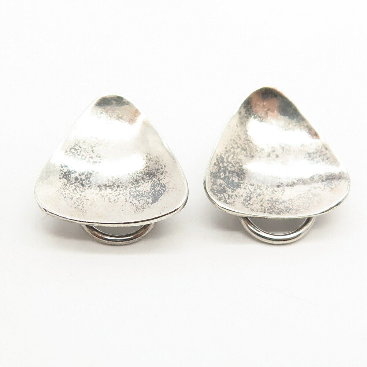 925 Sterling Silver Concave Design Clip On Earrings