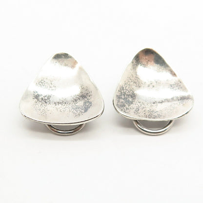 925 Sterling Silver Concave Design Clip On Earrings