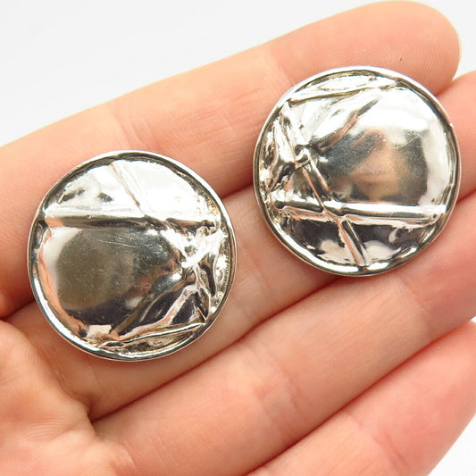 925 Sterling Silver Vintage Abstract Design Round Earrings