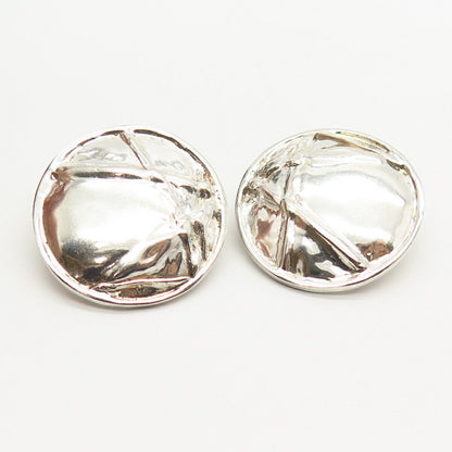 925 Sterling Silver Vintage Abstract Design Round Earrings