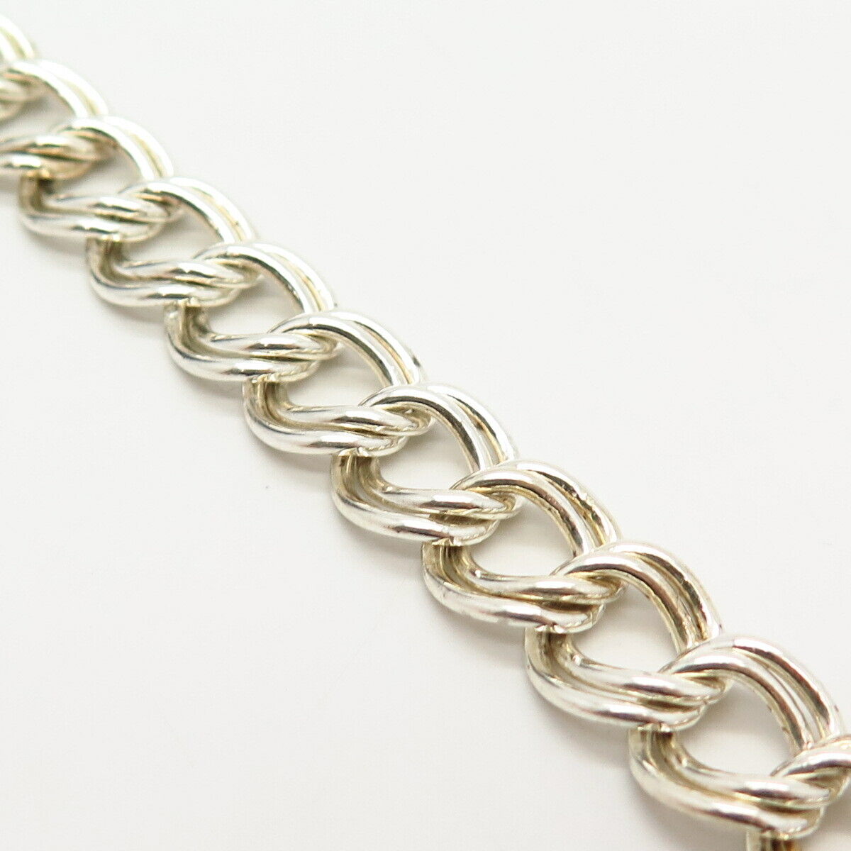 925 Sterling Silver Italy Double Cable Link Bracelet 7"