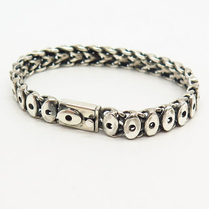 925 Sterling Silver Eye Design Fancy Link Bracelet 6.5"