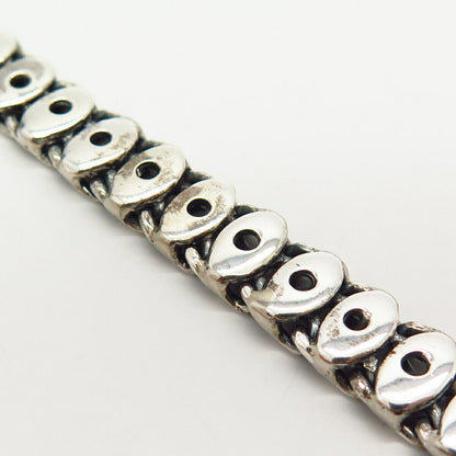 925 Sterling Silver Eye Design Fancy Link Bracelet 6.5"